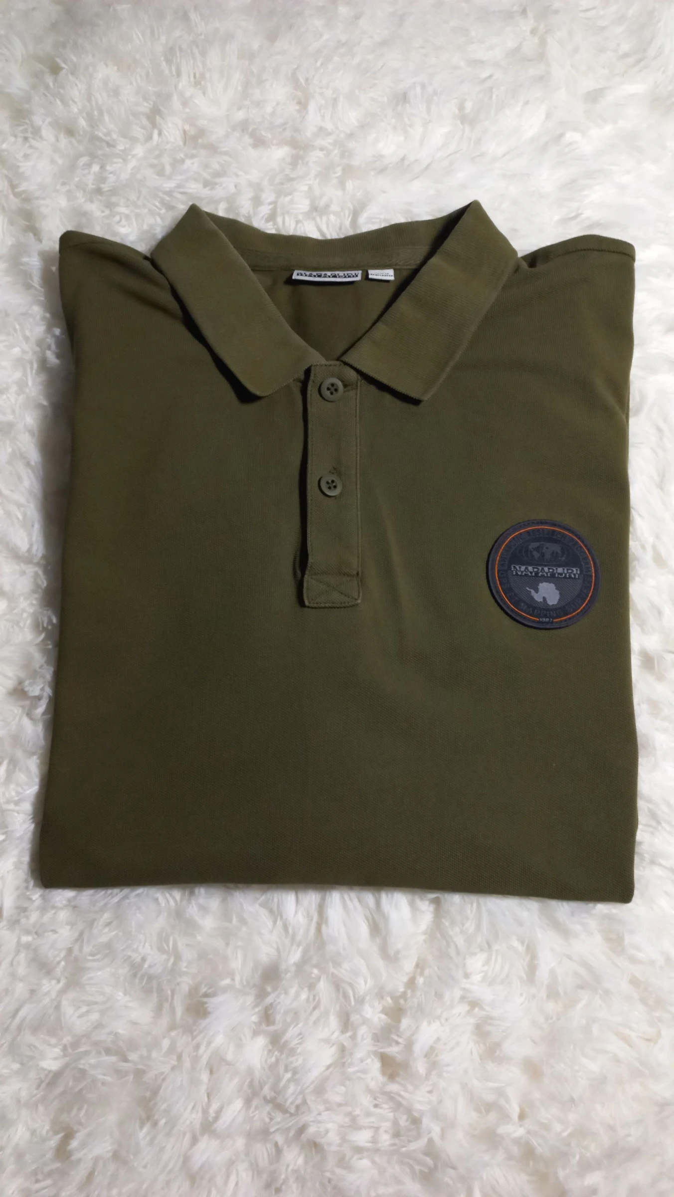 Vintage Napapijri Polo Shirt Olive Green XL – photo 4